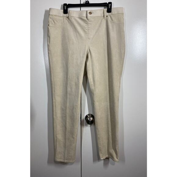 Chico's Pull Up Mid Rise Pants Suede Knit Pants Cream Stretch Size 2.5 US Large - Picture 7 of 9